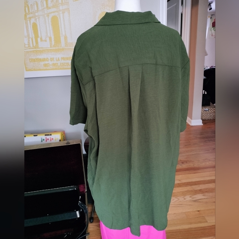 Olive Green Button Down Shirt for Women